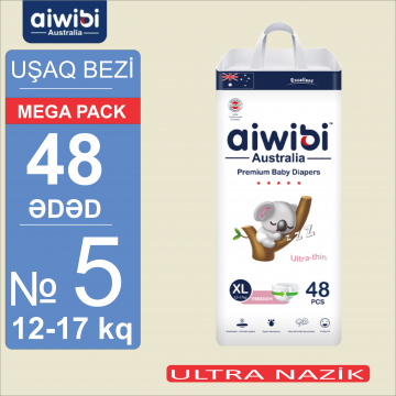 Uşaq bezləri AIWIBI Premium. XL (12-17kq). 48 ədəd. Детские подгузники AIWIBI Premium. XL (12-17кг). 48 штук. 