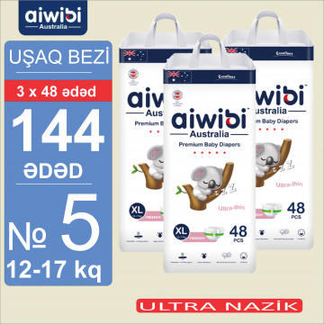 Uşaq bezləri AIWIBI Premium. XL (12-17kq). 144 ədəd. Детские подгузники AIWIBI Premium. XL (12-17кг). 144 штук. 