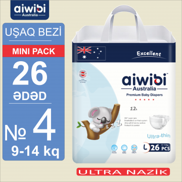 Uşaq bezləri AIWIBI Premium. L (9-14kq). 26 ədəd. Детские подгузники AIWIBI Premium. L (9-14кг). 26 штук. 