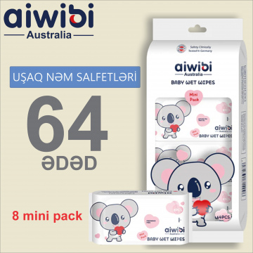 Uşaqlar üçün nəm salfetlər Aiwibi Mini 64 əd.