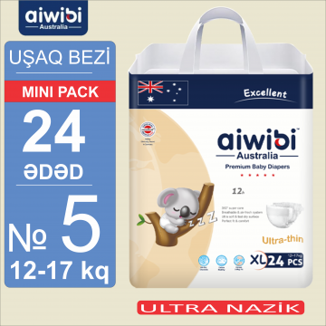 Uşaq bezləri AIWIBI Premium. XL (12-17kq). 24 ədəd. Детские подгузники AIWIBI Premium. XL (12-17кг). 24 штук. 