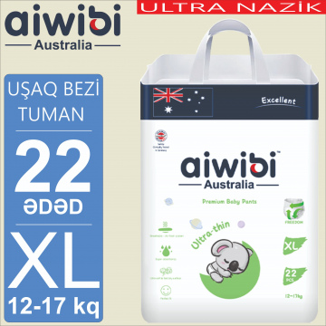 Uşaq tuman-bezləri AIWIBI Premium. XL (12-17kq). 22 ədəd. Детские подгузники-трусики AIWIBI Premium. XL (12-17кг). 22 штук. 