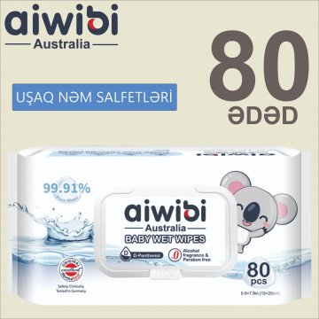 Uşaqlar üçün nəm salfetlər AIWIBI 80 ədəd. Влажные салфетки для детей AIWIBI 80 штук. 