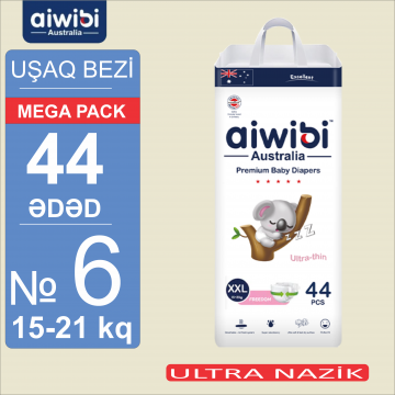 Uşaq bezləri AIWIBI Premium. XXL (15-21kq). 44 ədəd. Детские подгузники AIWIBI Premium. XXL (15-21кг). 44 штук. 